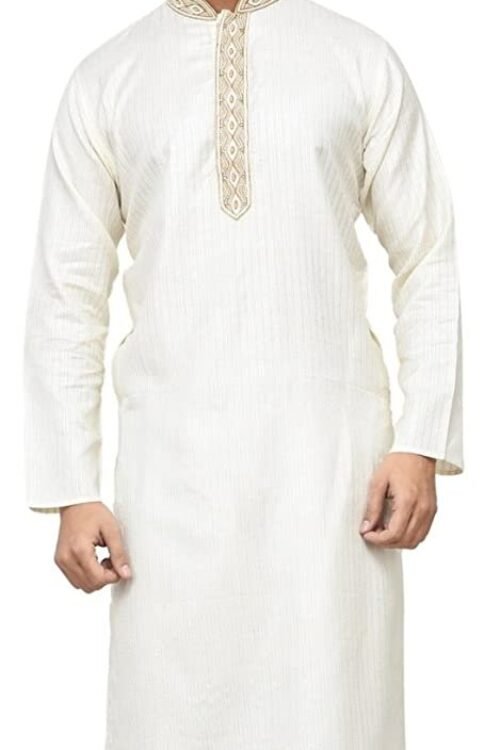 Rene Men’s Cotton White Straight Kurta