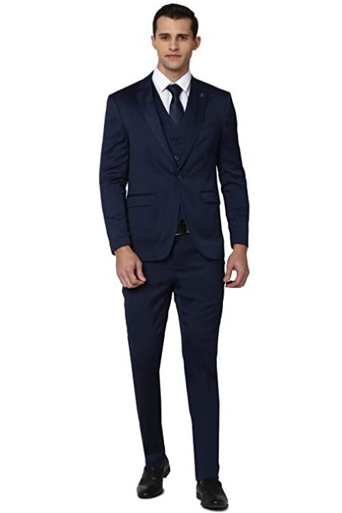 Peter England Polyester Blend Men Navy Three Piece Suit Business Vest (PIS3SNSFY35021 40)