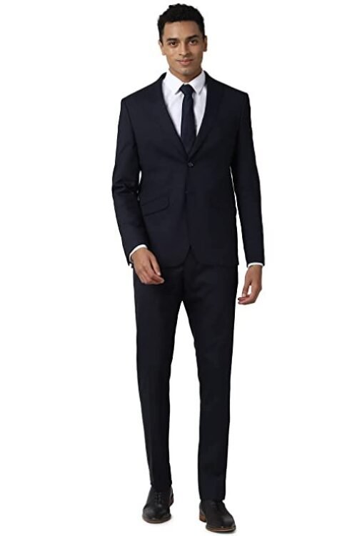 Peter England Polyester Blend Men Navy Two Piece Suit Business Vest (PISUSNSPP26797 40)