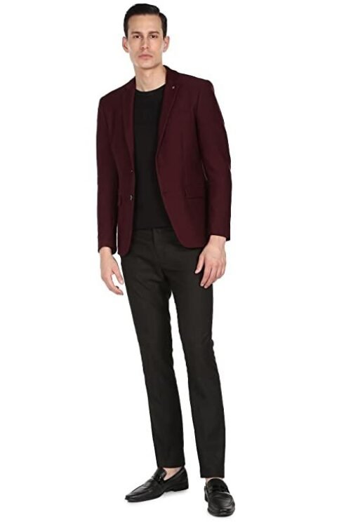 Arrow Men Maroon Solid Zero Calorie Fit Formal Blazer