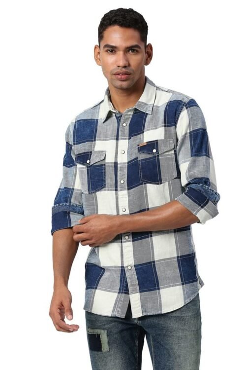 Pepe Jeans Men’s Regular Fit Shirt (PM307865_Indigo 2XL)