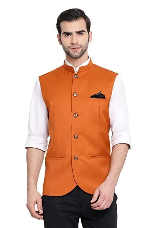 VASTRAMAY Men’s Cotton Blend Nehru Jacket