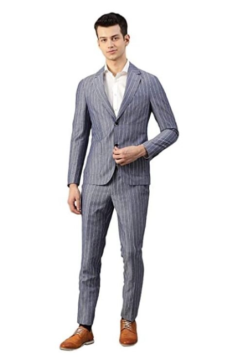 BRUUN & STENGADE Navy Blue Wool Blend Slim Fit Suit Set