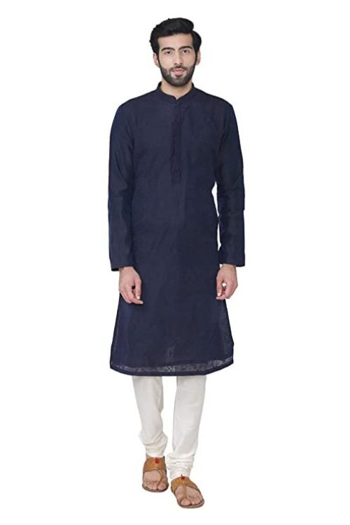 Manyavar Men’s Blended Viscose Self Design Kurta Set (SOSK418)