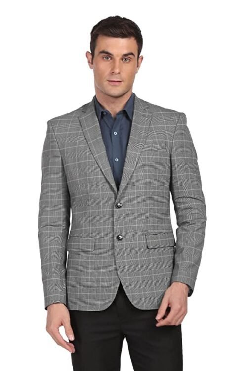 Arrow Men Grey Tailored Fit Check Formal Blazer