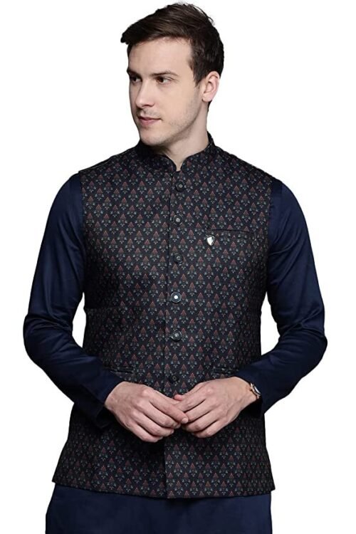 Manyavar Men’s Printed (WC00196-306-M_Blue_M)