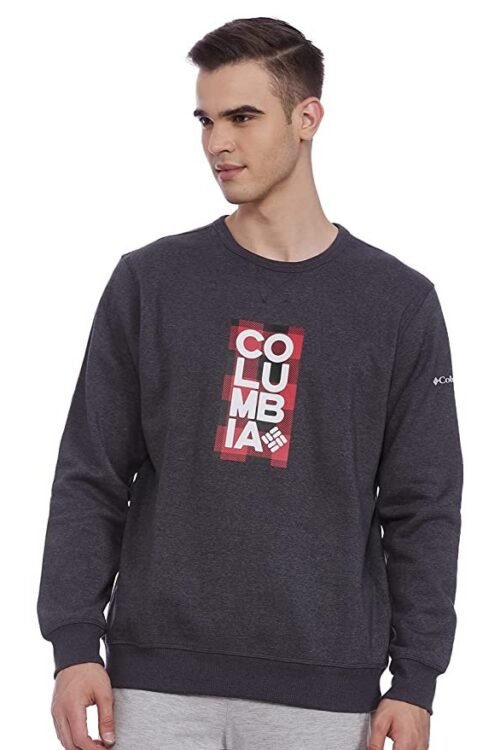 Columbia Mens M Columbia Logo Fleece Crew (AM0358-013-L_Black)