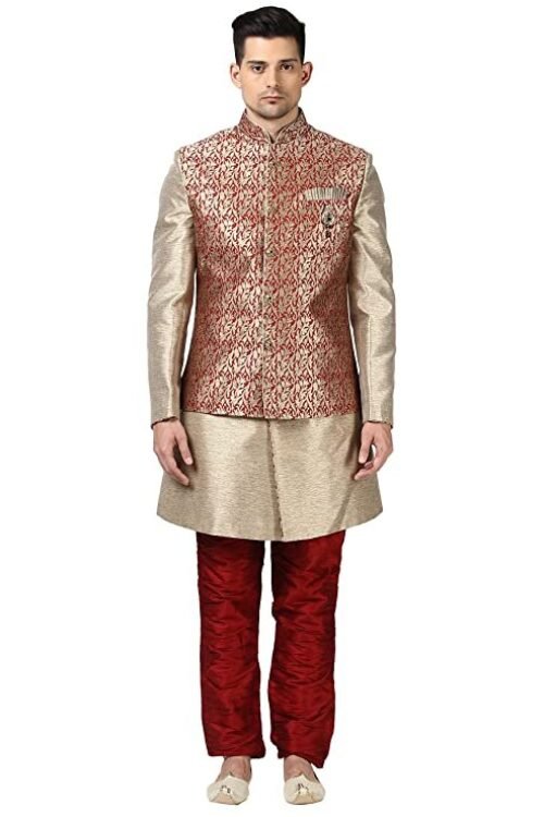 Ethnix Beige Regular Fit Indowestern Kurta