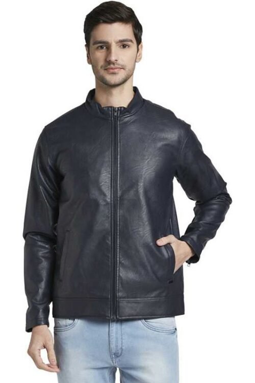 PARX Full Sleeve Textured Men Leather Jacket