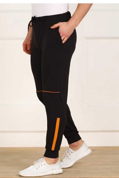 Color Block Men Black Track Pants